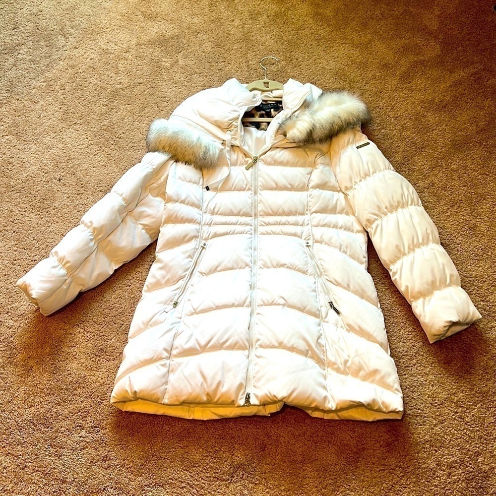 Laundry Shelli Segal White Faux Fur down Parka Puffer